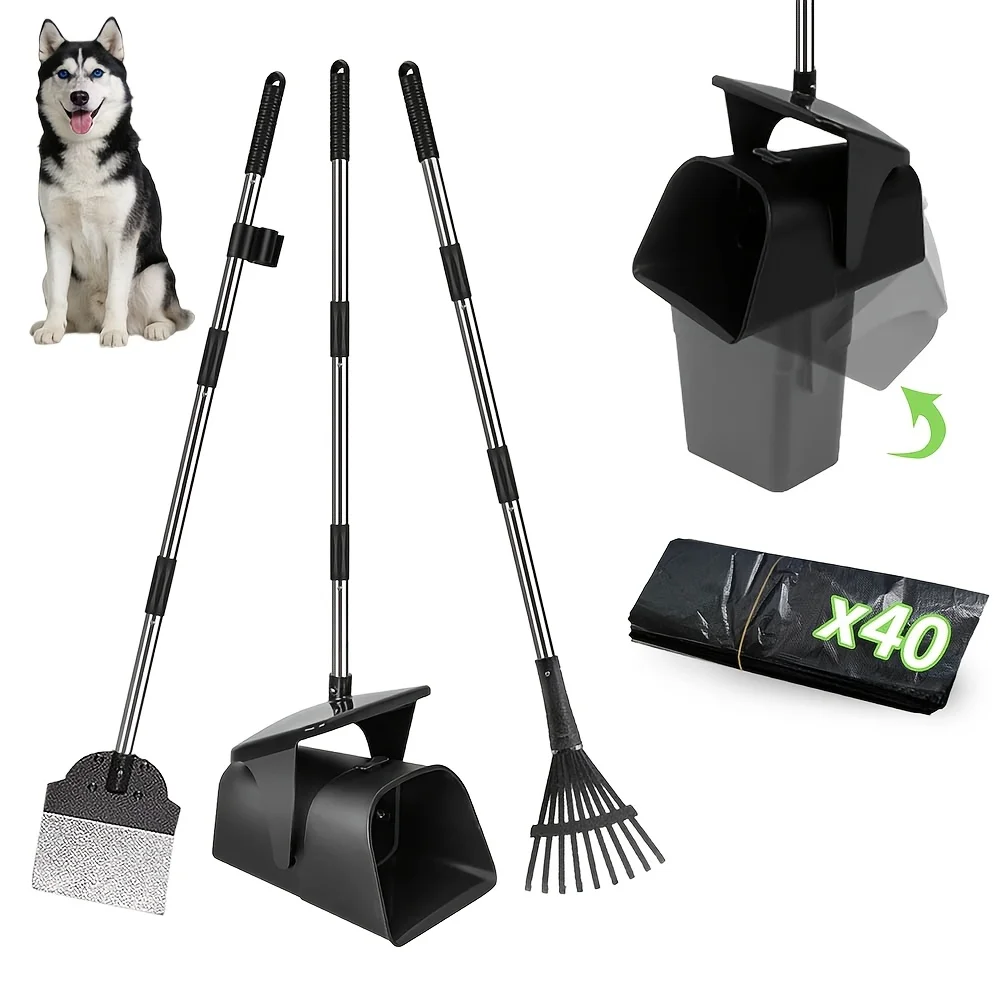 2/3pcs Heavy Duty Dog Pooper Scooper With 40 Bags, Long Handle Swivel Bin & Rake Spade For Large Medium Dogs, Pet Waste Removal For Yard Grass Gravel, Easy To Clean, Without Battery
2/3pcs Heavy Duty Dog Pooper Scooper With 40 Bags, Long Handle Swivel Bin & Rake Spade For Large Medium Dogs, Pet Waste Removal For Yard Grass Gravel, Easy To Clean, Without Battery