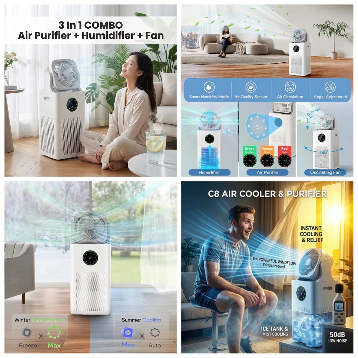 2-in-1 Washable HEPA Air Purifier Water Based Humidifier with Fan for Home & Office
2-in-1 Washable HEPA Air Purifier Water Based Humidifier with Fan for Home & Office
