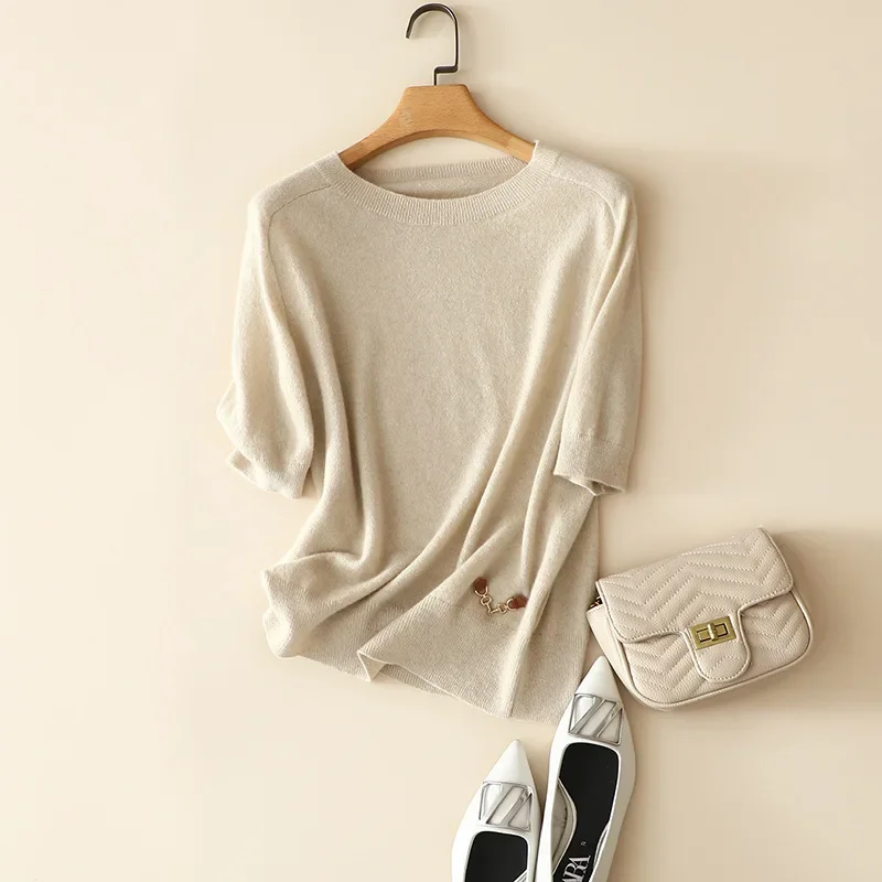 aliaga autumn comfortable 100% cashmere sweaters women short sleeve crew neck plain knitwear chic quality Jersey for ladies
aliaga autumn comfortable 100% cashmere sweaters women short sleeve crew neck plain knitwear chic quality Jersey for ladies