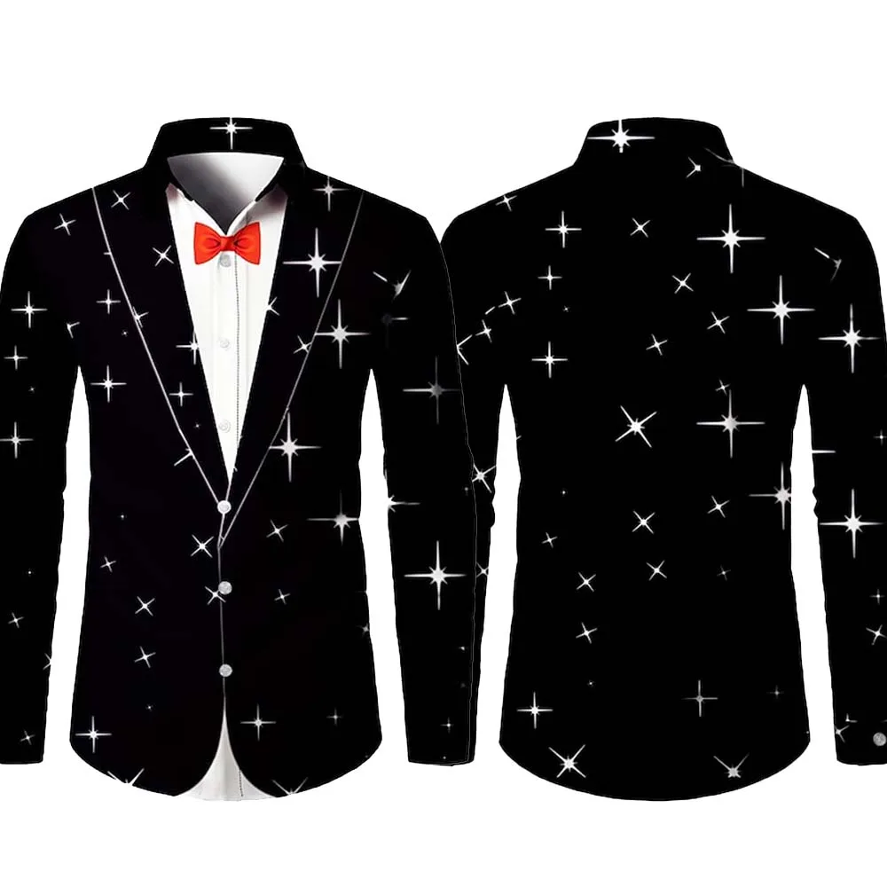 Fashion Fake suit pattern 3D Print Men's Long Sleeves Shirt Party New Design Black With Lapels Comfortable festival Men Clothing
Fashion Fake suit pattern 3D Print Men's Long Sleeves Shirt Party New Design Black With Lapels Comfortable festival Men Clothing