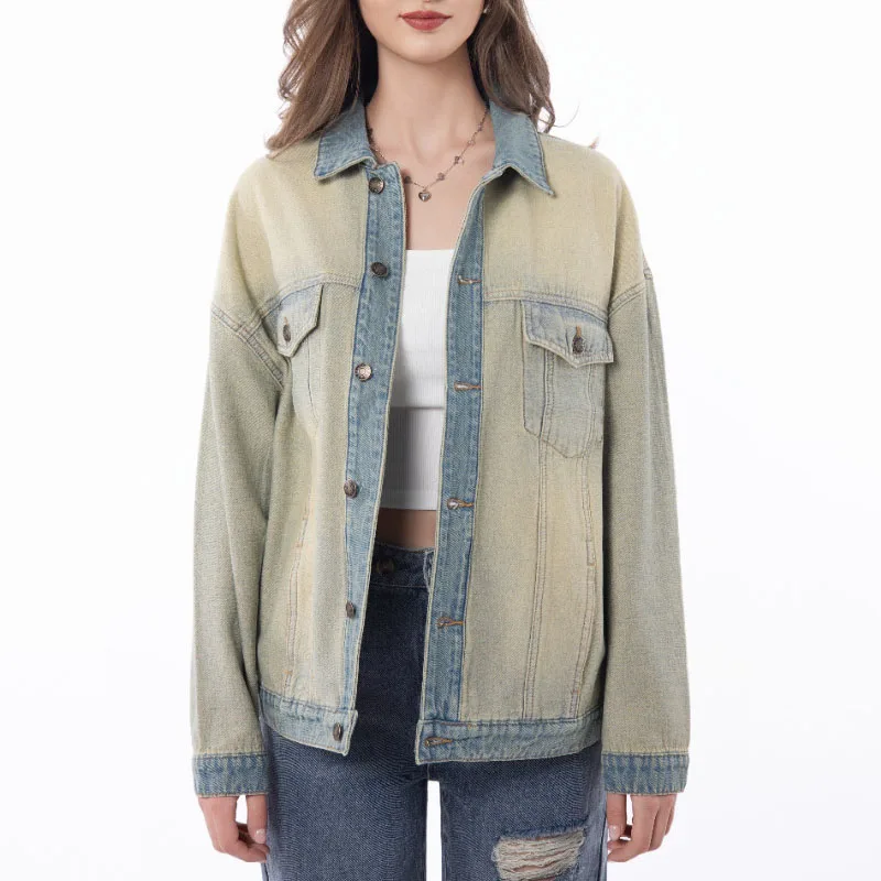 Women Overcoat The Top 2025 New Fashion Lapel Long Sleeves Women's Denim Coat Spring Autumn Retro Washing Women Denim Coat H338
Women Overcoat The Top 2025 New Fashion Lapel Long Sleeves Women's Denim Coat Spring Autumn Retro Washing Women Denim Coat H338