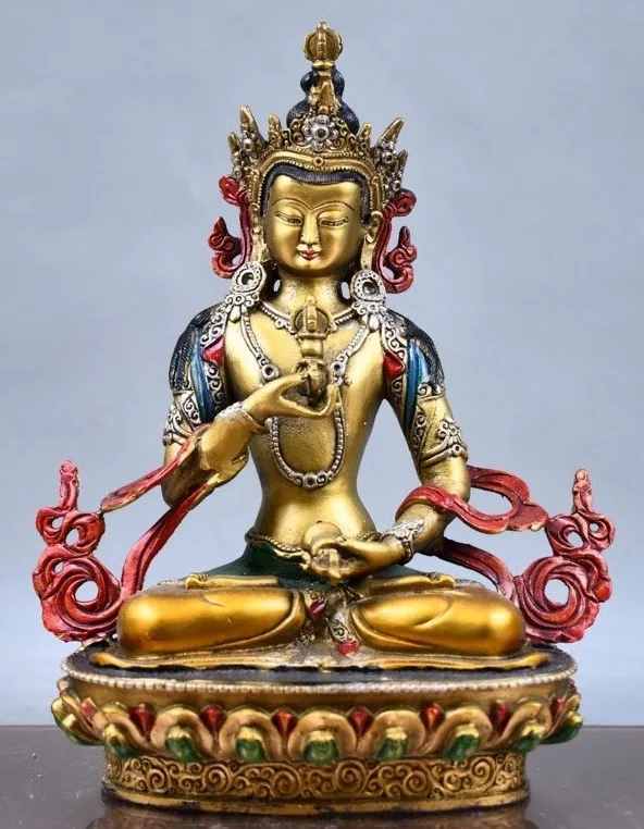 8''Old Tibet Bronze Gilt PaintingVajradhara Vajrabhairava Goddess Buddha Statue
8''Old Tibet Bronze Gilt PaintingVajradhara Vajrabhairava Goddess Buddha Statue