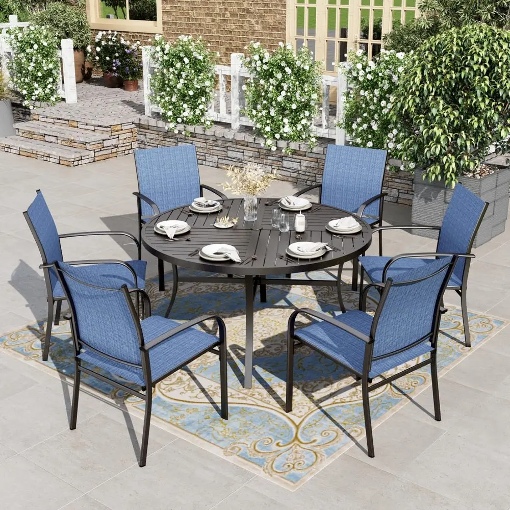 HOUSE Outdoor Dining Set for 6, Patio Dining Furniture Set with 6 Patio Chairs, 54 Round Metal Table with Umbrella Hole, Patio
HOUSE Outdoor Dining Set for 6, Patio Dining Furniture Set with 6 Patio Chairs, 54 Round Metal Table with Umbrella Hole, Patio