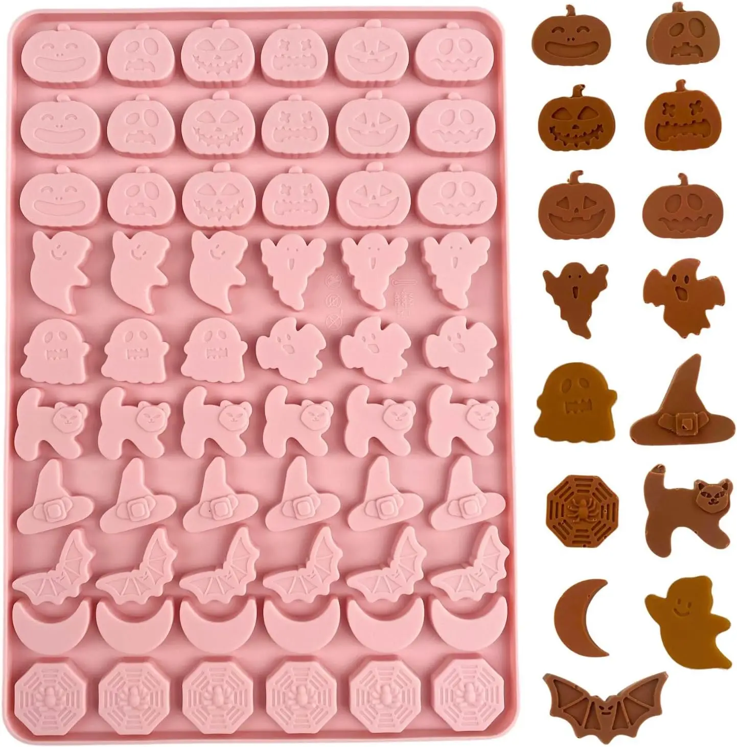 Halloween Silicone Chocolate Molds Pumpkin, Ghost, Cat, Witch's Hat, Moon, 3D Fondant Candy Moulds for Cake Decoration
Halloween Silicone Chocolate Molds Pumpkin, Ghost, Cat, Witch's Hat, Moon, 3D Fondant Candy Moulds for Cake Decoration