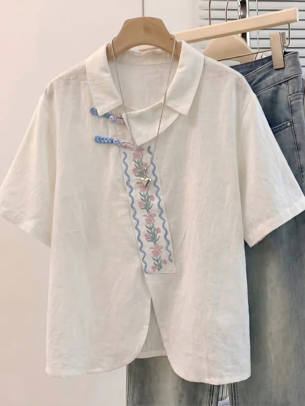 New Chinese Style Short Sleeve Shirt Women's Regular Shoulder Large Size Casual Top Notched Collar Commute Wind Summer New Ar...
New Chinese Style Short Sleeve Shirt Women's Regular Shoulder Large Size Casual Top Notched Collar Commute Wind Summer New Ar...