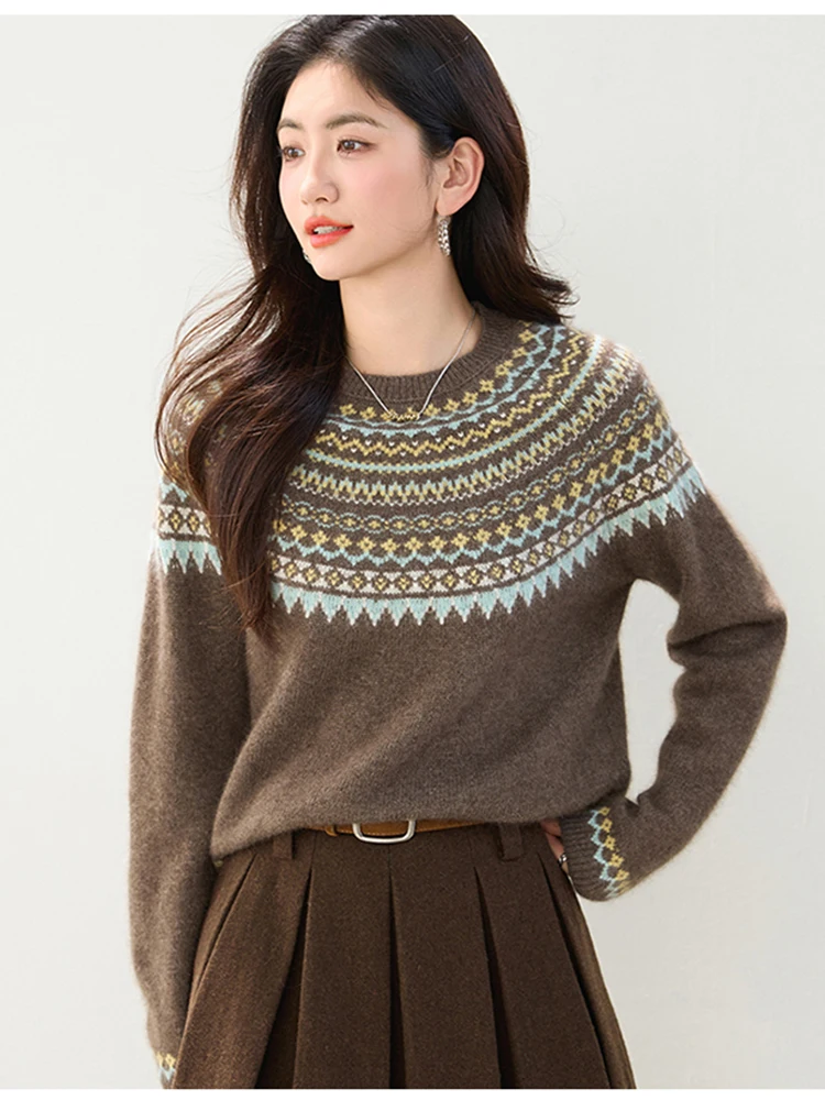 Осень-зима женский ретро свитер Fel Island новый хаки с круглым вырезом свободный повседневный свободный пуловер вязаный свитер женский S205
Осень-зима женский ретро свитер Fel Island новый хаки с круглым вырезом свободный повседневный свободный пуловер вязаный свитер женский S205