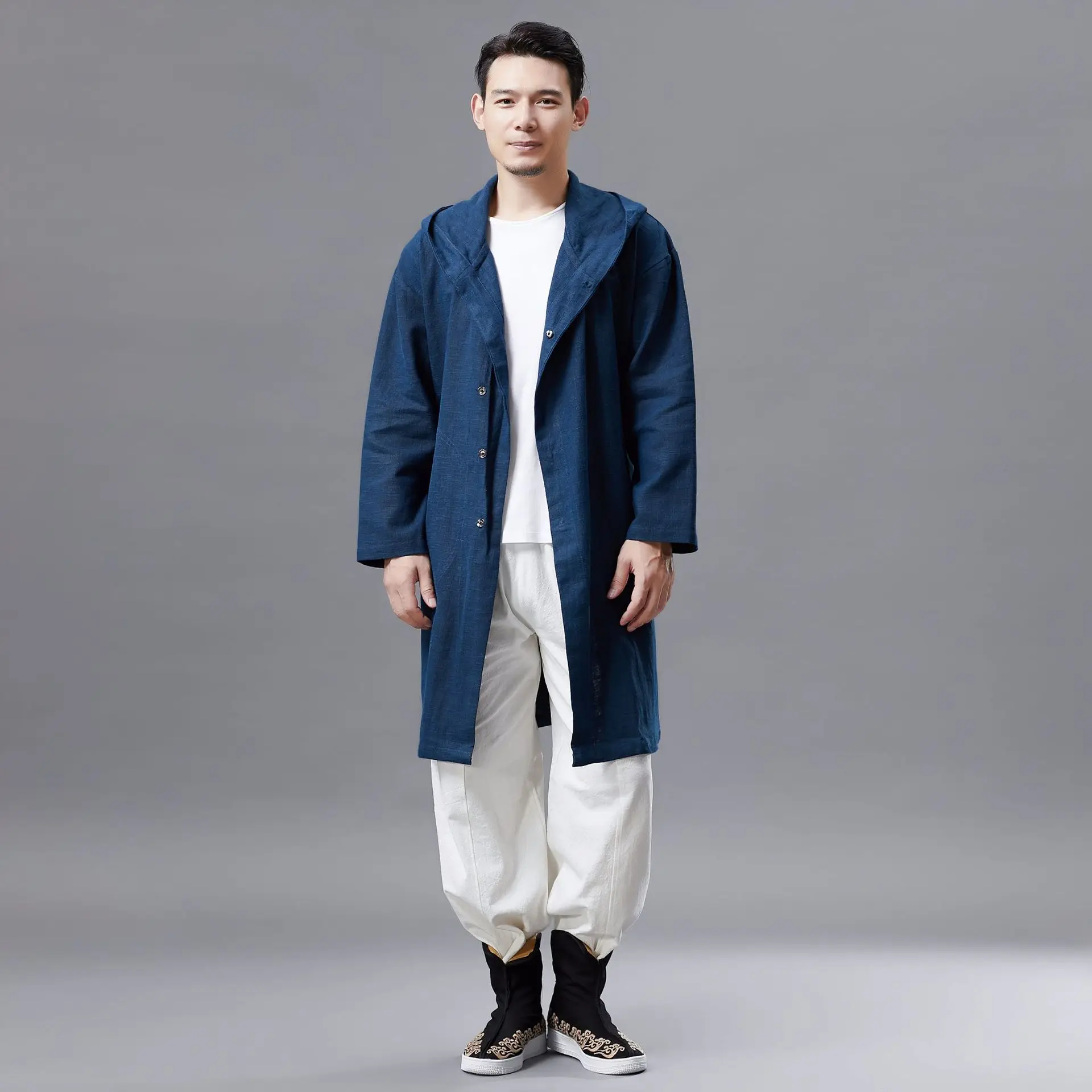 Autumn and Winter New Retro Hook Hooded Coat Chinese Style Hooded Mid-Length Men's Coat Cotton Linen Men's Clothing
Autumn and Winter New Retro Hook Hooded Coat Chinese Style Hooded Mid-Length Men's Coat Cotton Linen Men's Clothing