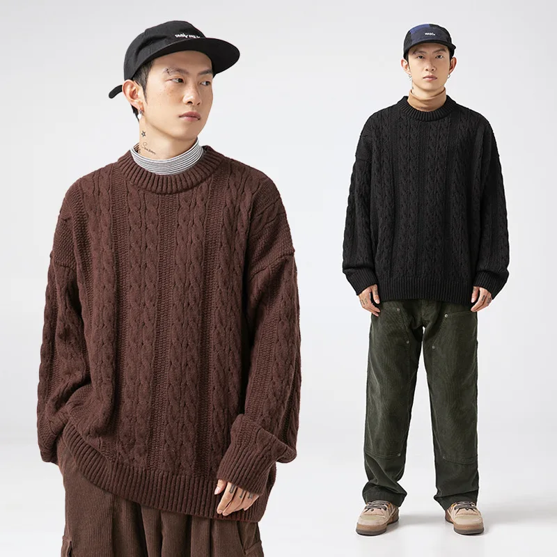 Loose Men's Knitted Sweater round Ne Twist Flower Crt Pure Color Autumn Winter Vintage Outerwear Polyester Fiber Casual
Loose Men's Knitted Sweater round Ne Twist Flower Crt Pure Color Autumn Winter Vintage Outerwear Polyester Fiber Casual