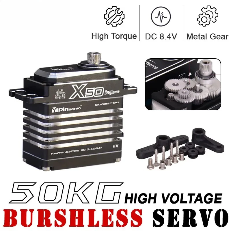 Сервопривод GX Yipin X50 Pro 50KG HV, водонепроницаемый IPX8, цифровой, бесщеточный, для радиоуправляемых машин/краулеров масштаба 1/8 и 1/10, с металлическим редуктором 25T
Сервопривод GX Yipin X50 Pro 50KG HV, водонепроницаемый IPX8, цифровой, бесщеточный, для радиоуправляемых машин/краулеров масштаба 1/8 и 1/10, с металлическим редуктором 25T
