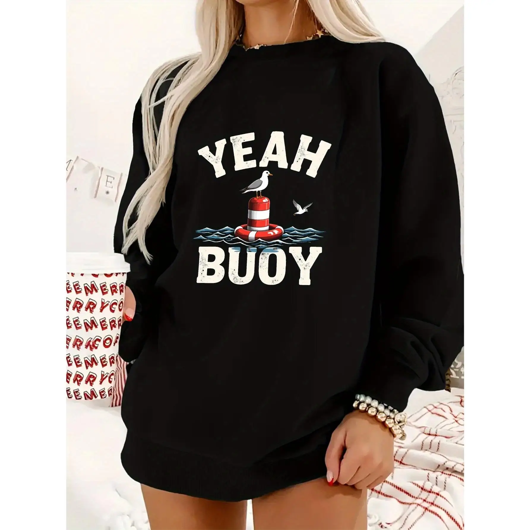 Funny Yeah Buoy Graphic Sweatshirt for Women, Nautical Themed Crewneck Pullover Top, Beach Vacation Gift for Men and Women
Funny Yeah Buoy Graphic Sweatshirt for Women, Nautical Themed Crewneck Pullover Top, Beach Vacation Gift for Men and Women