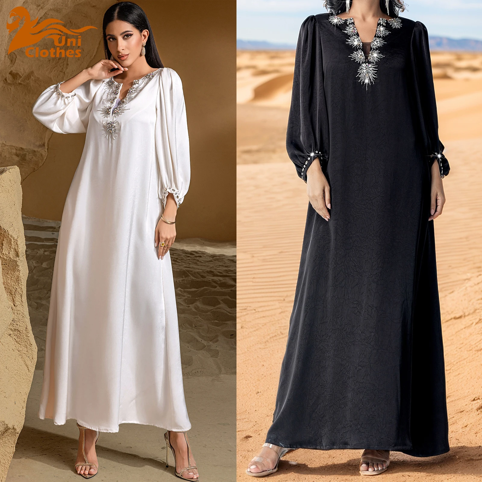 UNI Eid Women Party Dress Abaya Satin Long Robe Muslim Diamond Caftan Jalabiya Ramadan Morocco Dubai Kaftan 2025 Vestidos Largos
UNI Eid Women Party Dress Abaya Satin Long Robe Muslim Diamond Caftan Jalabiya Ramadan Morocco Dubai Kaftan 2025 Vestidos Largos