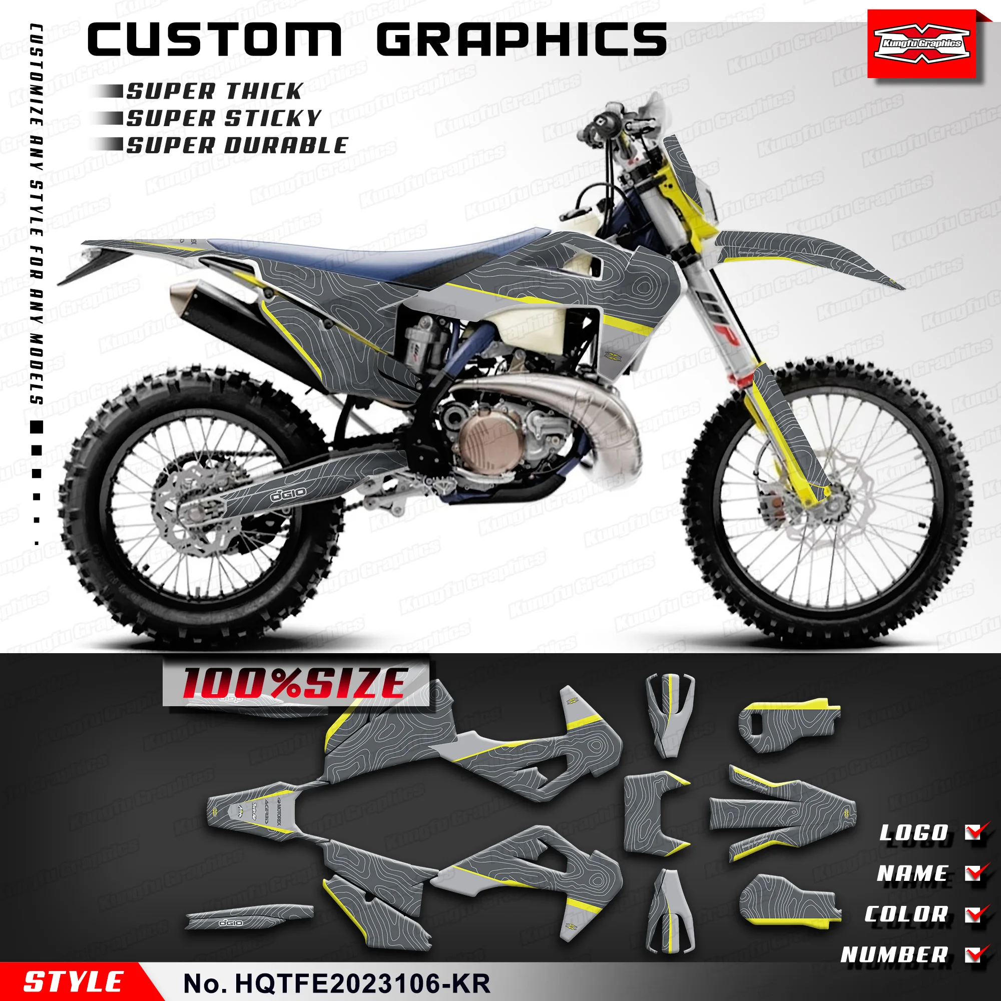 Виниловые наклейки KUNGFU GRAPHICS для Husqvarna TE 150i 250i 300 FE 250 350 501 FS450 TX FX TC FC 2019-2023, HQTFE2023106-KR
Виниловые наклейки KUNGFU GRAPHICS для Husqvarna TE 150i 250i 300 FE 250 350 501 FS450 TX FX TC FC 2019-2023, HQTFE2023106-KR