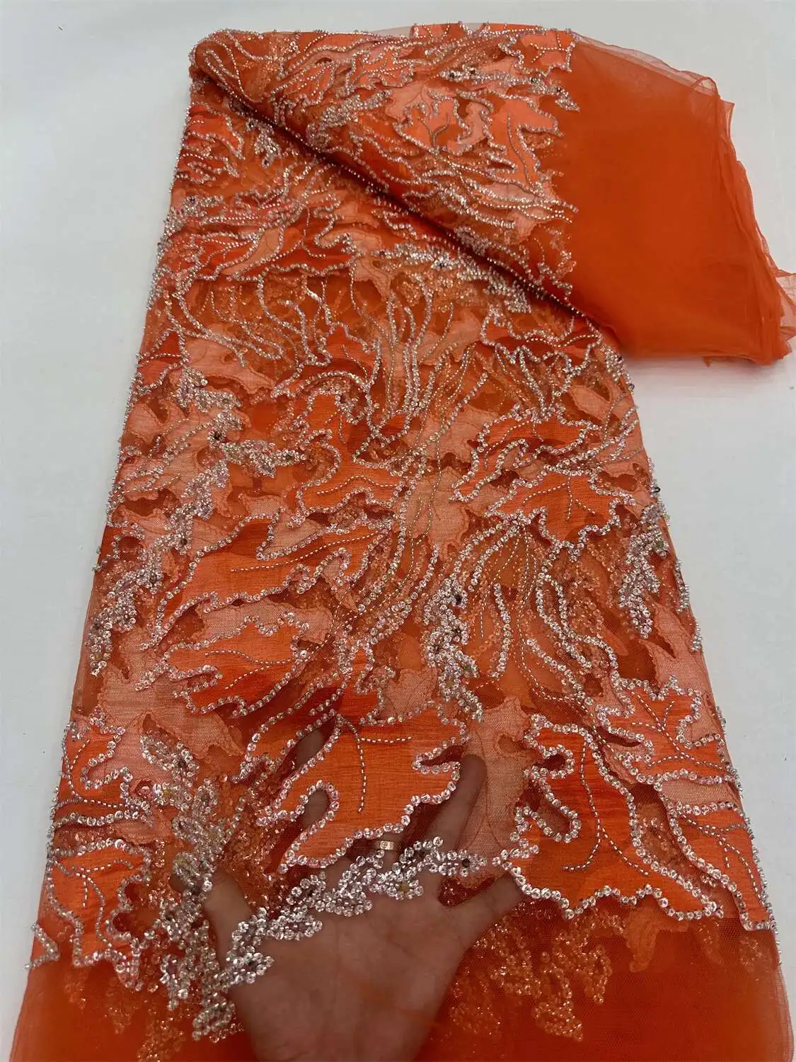 African Sequins Pearls French Tulle Lace Fabric 2025 High Quality Bridal Luxury Heavy Beaded Lace Fabric for Wedding
African Sequins Pearls French Tulle Lace Fabric 2025 High Quality Bridal Luxury Heavy Beaded Lace Fabric for Wedding