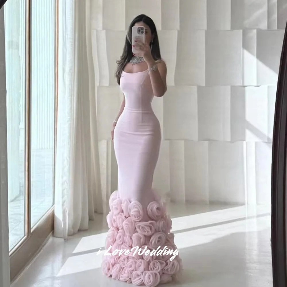 Pink Spaghetti Strap Evening Dress 2025 Sleeveless Flowers Mermaid Prom Dress Pleat Floor-Length Wedding Party Dress Customized
Pink Spaghetti Strap Evening Dress 2025 Sleeveless Flowers Mermaid Prom Dress Pleat Floor-Length Wedding Party Dress Customized