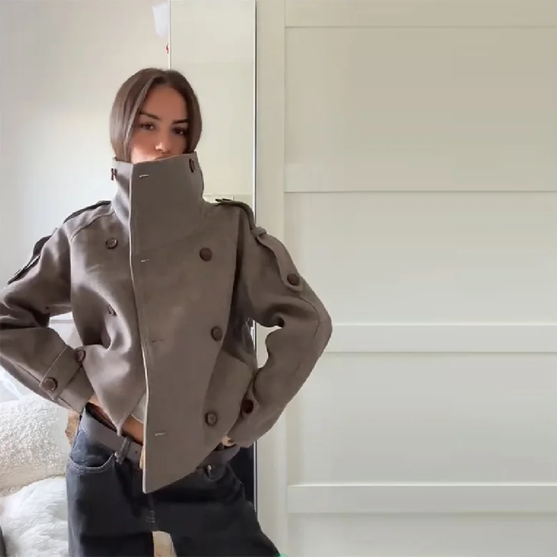 Шикарные короткие шерстяные пальто с воротником-стойкой, женские однотонные однобортные куртки на молнии с длинными рукавами и карманами, осень 202, женская верхняя одежда
Шикарные короткие шерстяные пальто с воротником-стойкой, женские однотонные однобортные куртки на молнии с длинными рукавами и карманами, осень 202, женская верхняя одежда