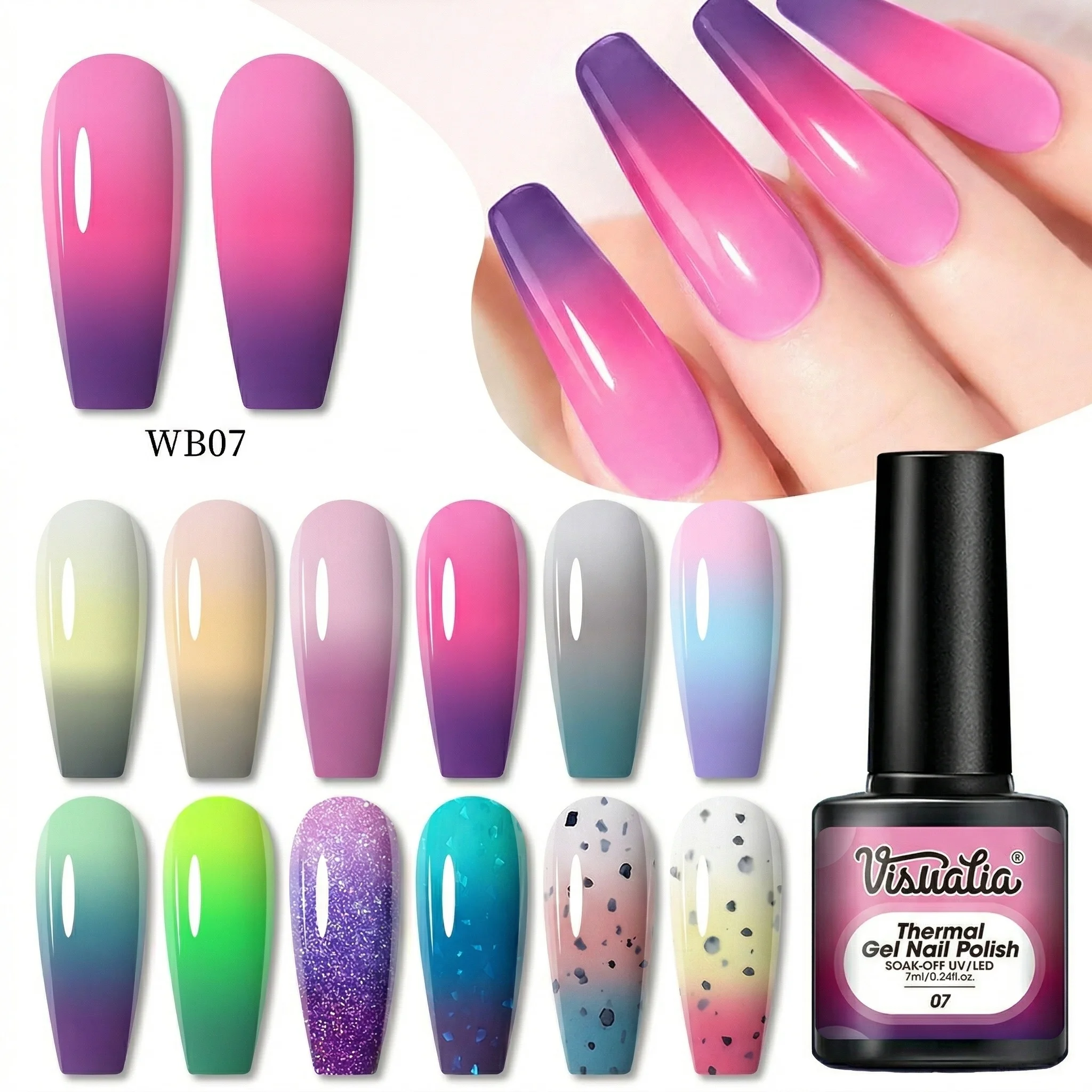 1pc Gradient Hot Gel Nail Polish Set, Changes with Temperature, Semi-Permanent /LED, Soak-Off, Long-Lasting, And Fragrance,
1pc Gradient Hot Gel Nail Polish Set, Changes with Temperature, Semi-Permanent /LED, Soak-Off, Long-Lasting, And Fragrance,
