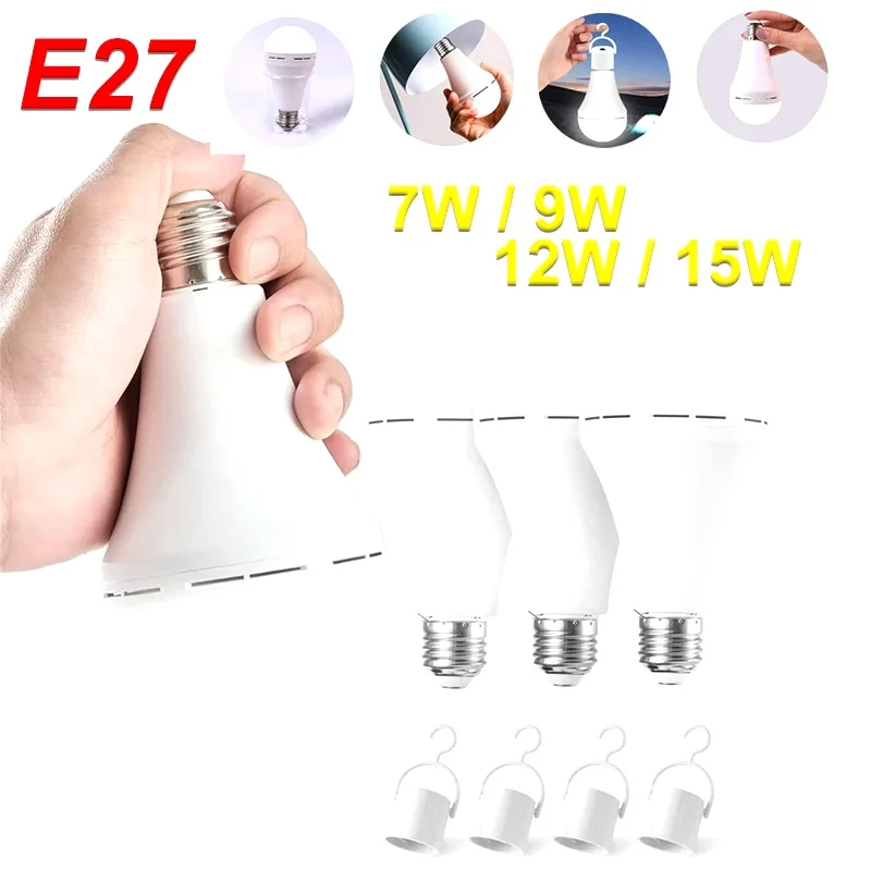 LED Rechargeable Light Bulb 7w 9w 12w 15w 85-265V Emergency Bulb Portable Hanging Camping Lamp for Tent Home Power Failure Porch
LED Rechargeable Light Bulb 7w 9w 12w 15w 85-265V Emergency Bulb Portable Hanging Camping Lamp for Tent Home Power Failure Porch