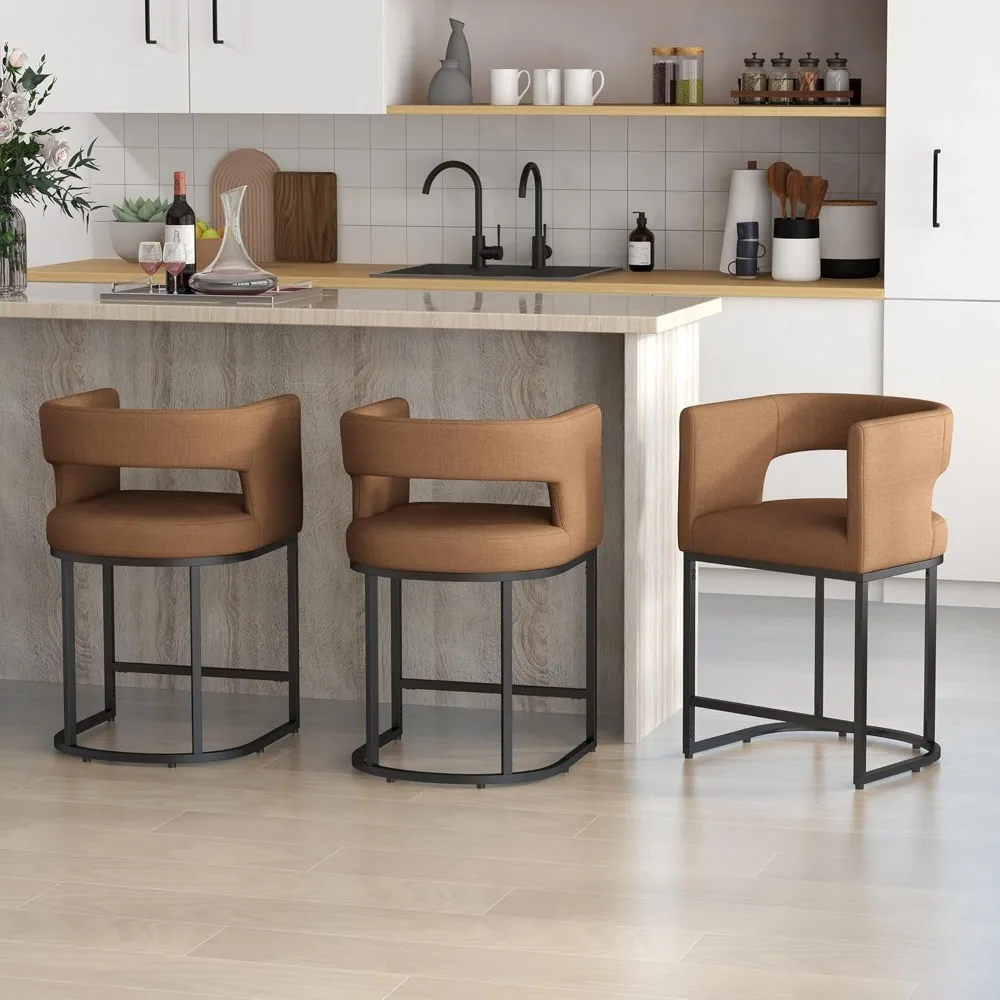 Counter Height Bar Stools Set of 3, 26" H Modern Barrel Counter Stoolses with Half-Moon Backrest, Bar Stools
Counter Height Bar Stools Set of 3, 26" H Modern Barrel Counter Stoolses with Half-Moon Backrest, Bar Stools