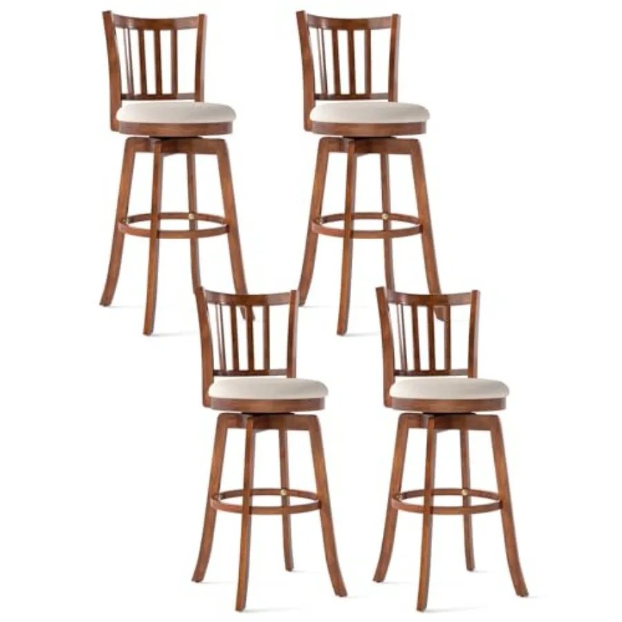 Swivel Bar Stools Set of 4, 30.5" Bar Height Stools with Rubber Wood Legs and Footrest and Upholstered Seat, Farmhouse Barstool
Swivel Bar Stools Set of 4, 30.5" Bar Height Stools with Rubber Wood Legs and Footrest and Upholstered Seat, Farmhouse Barstool
