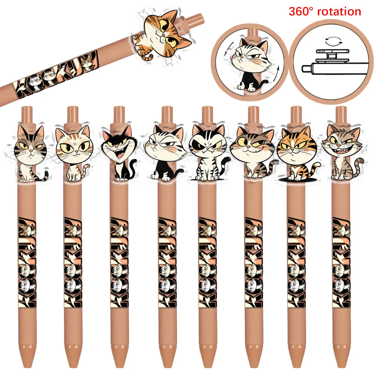 9pcs/14pcs Playful Cat Theme Pattern Ballpoint Pen Gift Rotating Ballpoint Pen
9pcs/14pcs Playful Cat Theme Pattern Ballpoint Pen Gift Rotating Ballpoint Pen