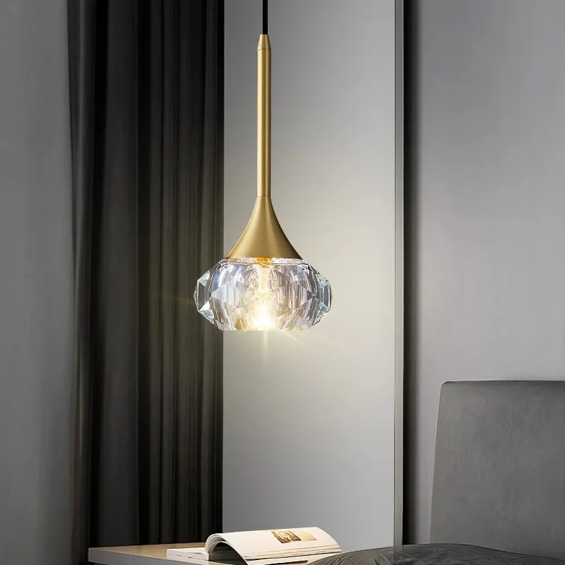 All-copper bedside chandelier, bedroom single-headed small chandelier, modern simple long-line crystal bar lamp
All-copper bedside chandelier, bedroom single-headed small chandelier, modern simple long-line crystal bar lamp