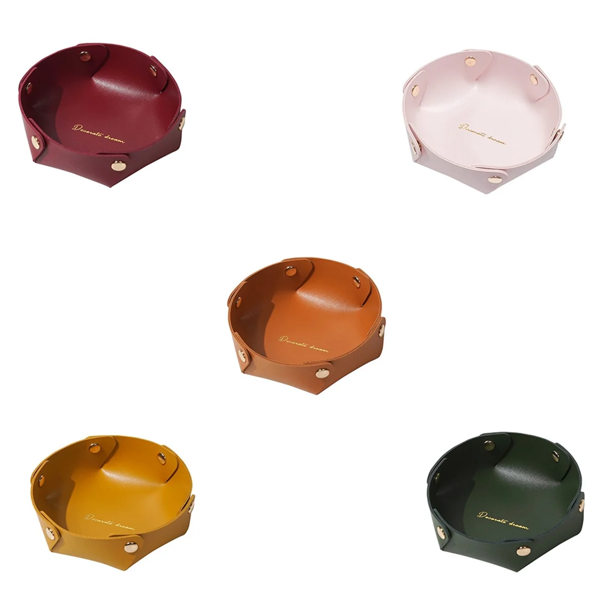 5 Pcs PVC Leather Valet Tray Desktop Storage Organizer Decorative Folded Watch Tray Catchall Portable Key Bowl
5 Pcs PVC Leather Valet Tray Desktop Storage Organizer Decorative Folded Watch Tray Catchall Portable Key Bowl