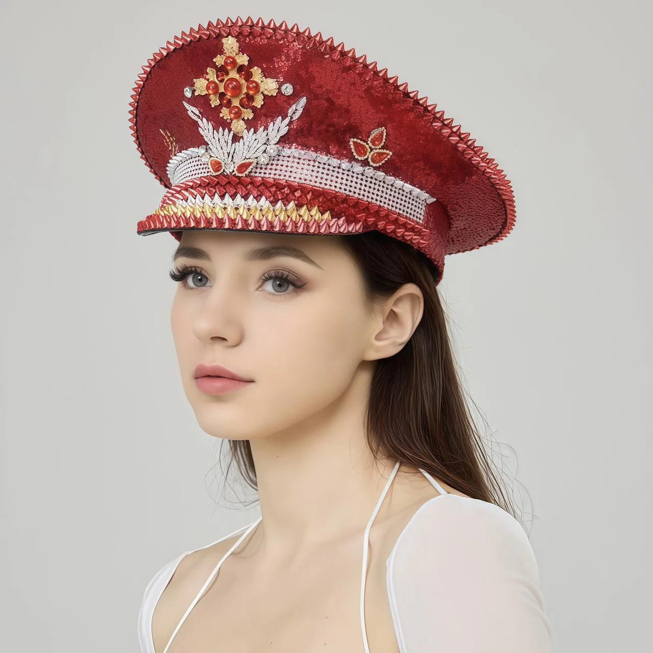 Rhinestone Captain Hat Women, Cosplay Cap, Luxury Festival Hats, Burning Man Halloween Anime Convention Costume Accessories
Rhinestone Captain Hat Women, Cosplay Cap, Luxury Festival Hats, Burning Man Halloween Anime Convention Costume Accessories