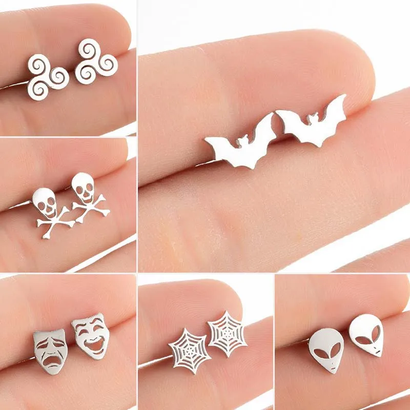Stainless Steel Bat Stud Earrings for Women Men Punk Halloween Party Gift Goth Skull Spider Web Earings Cosplay Piercing Jewelry
Stainless Steel Bat Stud Earrings for Women Men Punk Halloween Party Gift Goth Skull Spider Web Earings Cosplay Piercing Jewelry