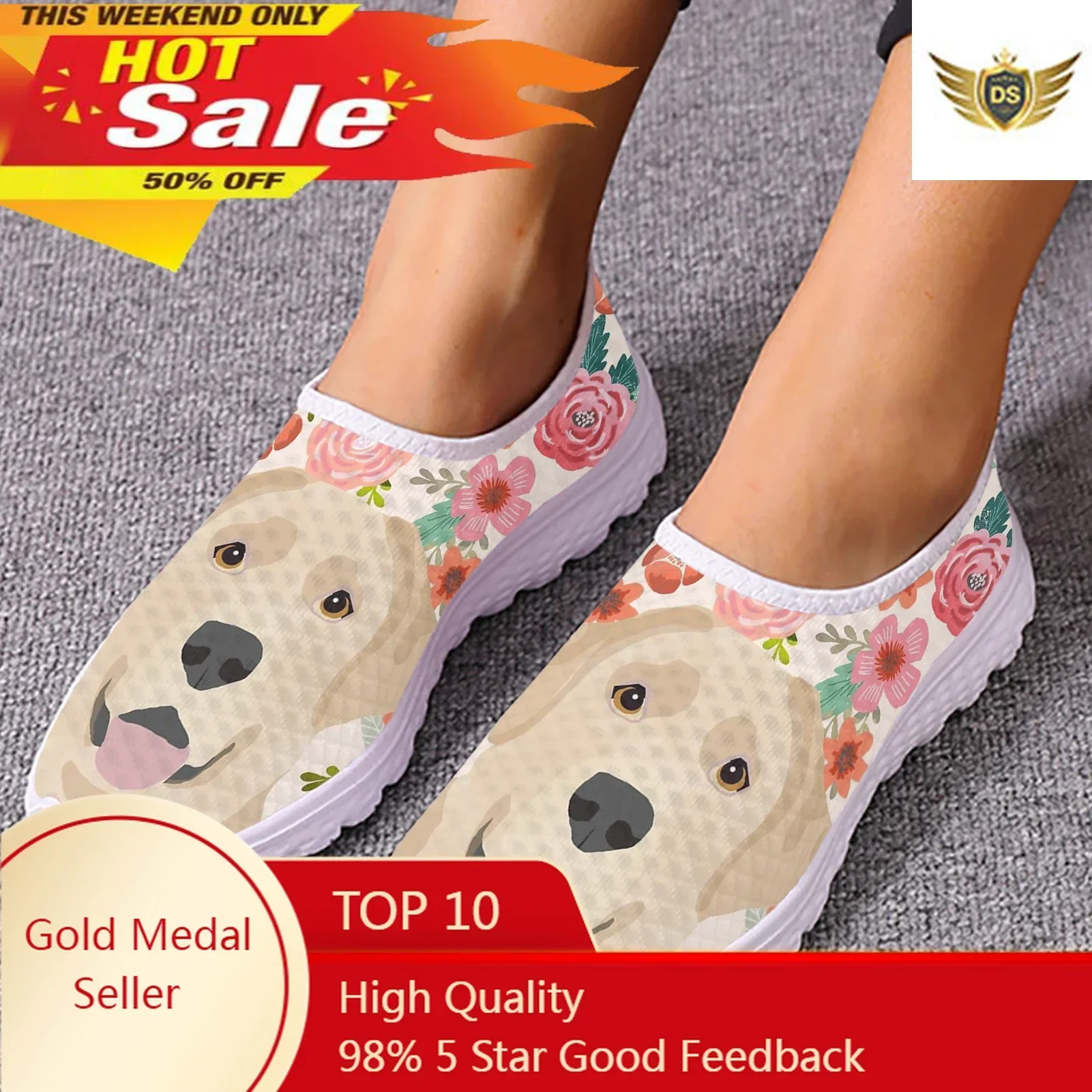 Cute Cartoon Golden Retriever Design Brand Loafers Comfortable Flat Summer Breathable Mesh Shoes Slip On Sneakers
Cute Cartoon Golden Retriever Design Brand Loafers Comfortable Flat Summer Breathable Mesh Shoes Slip On Sneakers