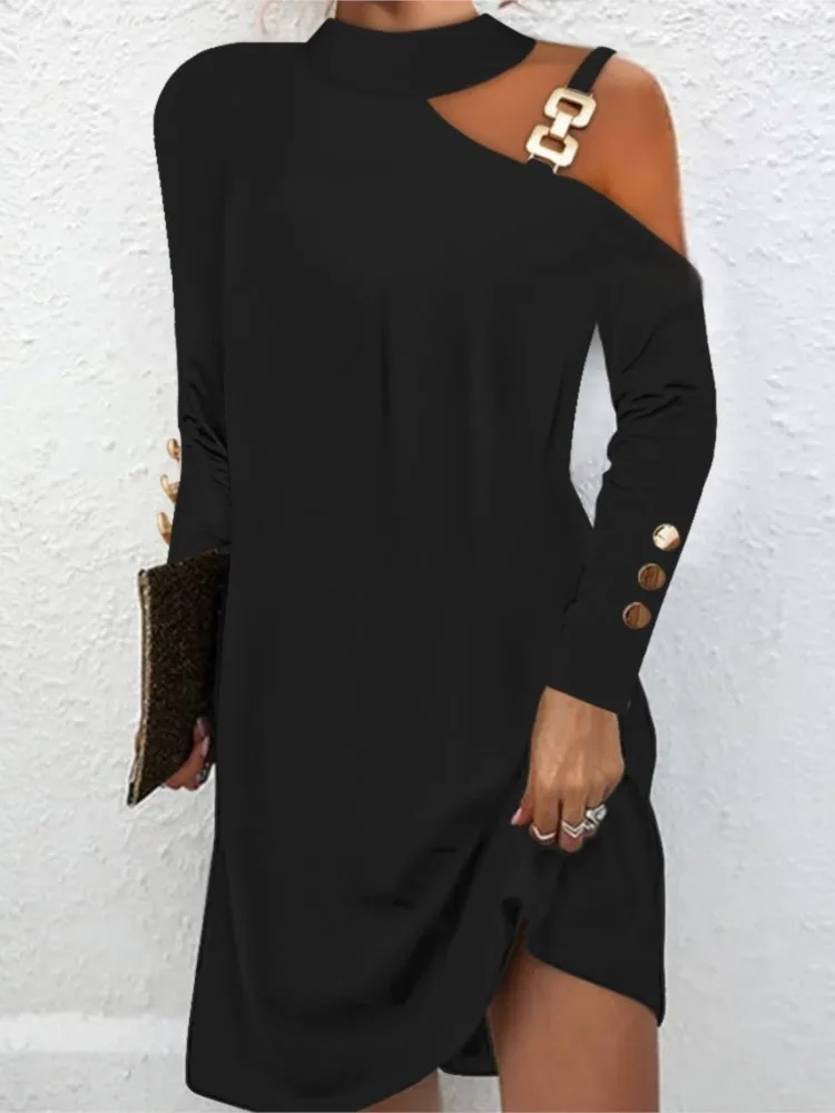 Women Sexy Off Shoulder Halter Neck Mini Dress Autumn Long Sleeve Casual Loose Solid Color Dresses Elegant Office Lady Clothing
Women Sexy Off Shoulder Halter Neck Mini Dress Autumn Long Sleeve Casual Loose Solid Color Dresses Elegant Office Lady Clothing
