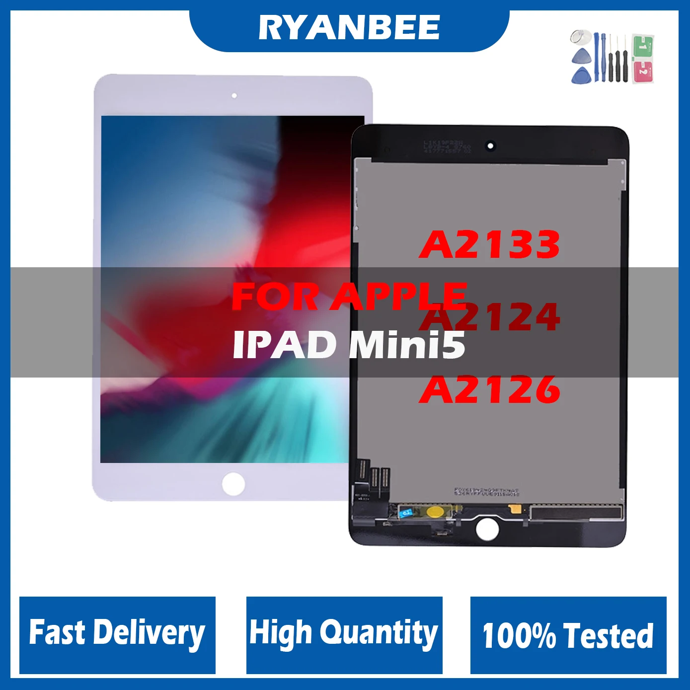 100% Tested Original LCD For iPad Mini 5 A2133 A2124 A2126 LCD Display Touch Screen Digitizer Sensors Panel Replacement Parts
100% Tested Original LCD For iPad Mini 5 A2133 A2124 A2126 LCD Display Touch Screen Digitizer Sensors Panel Replacement Parts