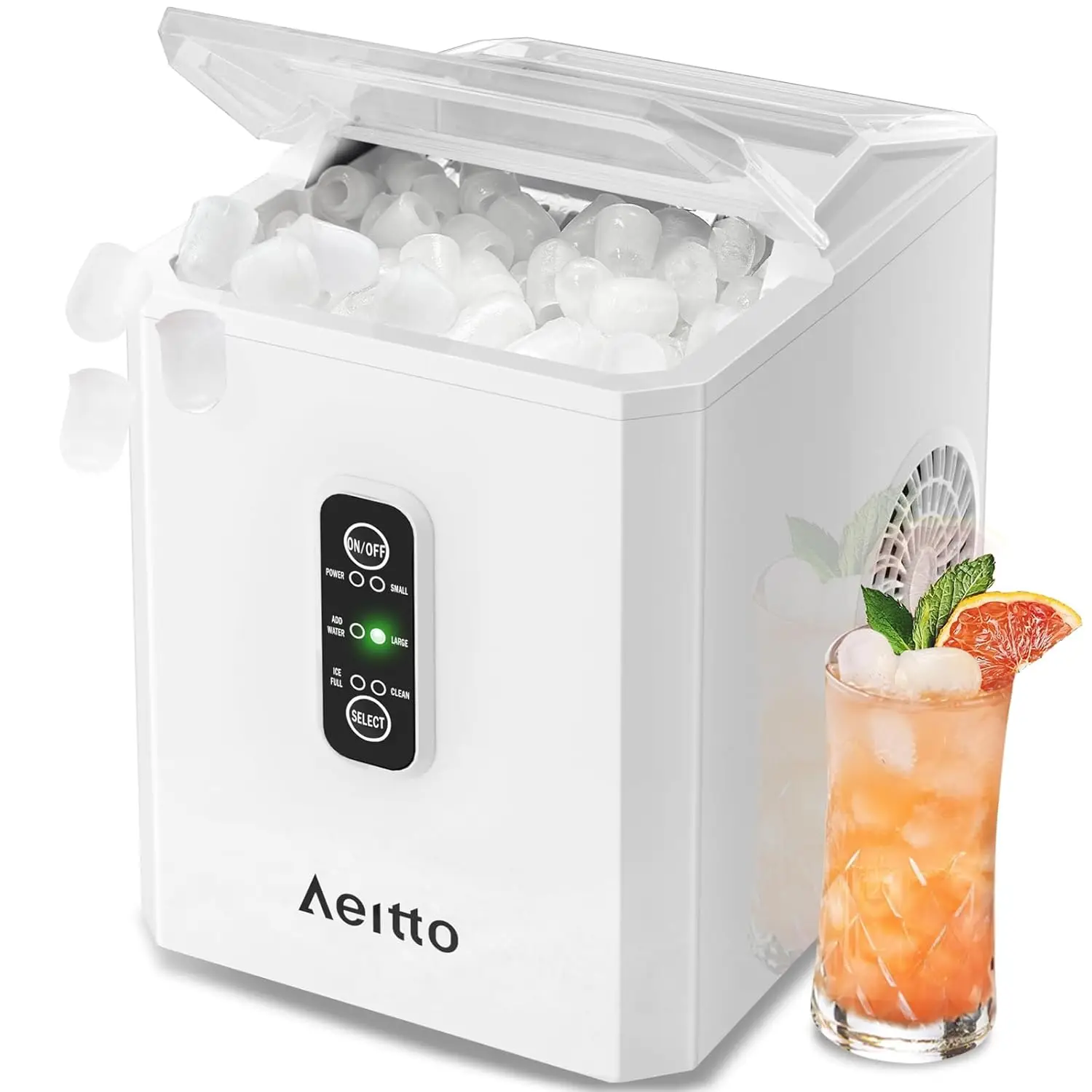 Countertop Ice Maker, 26Lbs/24H, 9 Cubes in 6 Mins, Bullet Ice Machine with Self-Cleaning for Home Kitchen Office Bar RV
Countertop Ice Maker, 26Lbs/24H, 9 Cubes in 6 Mins, Bullet Ice Machine with Self-Cleaning for Home Kitchen Office Bar RV