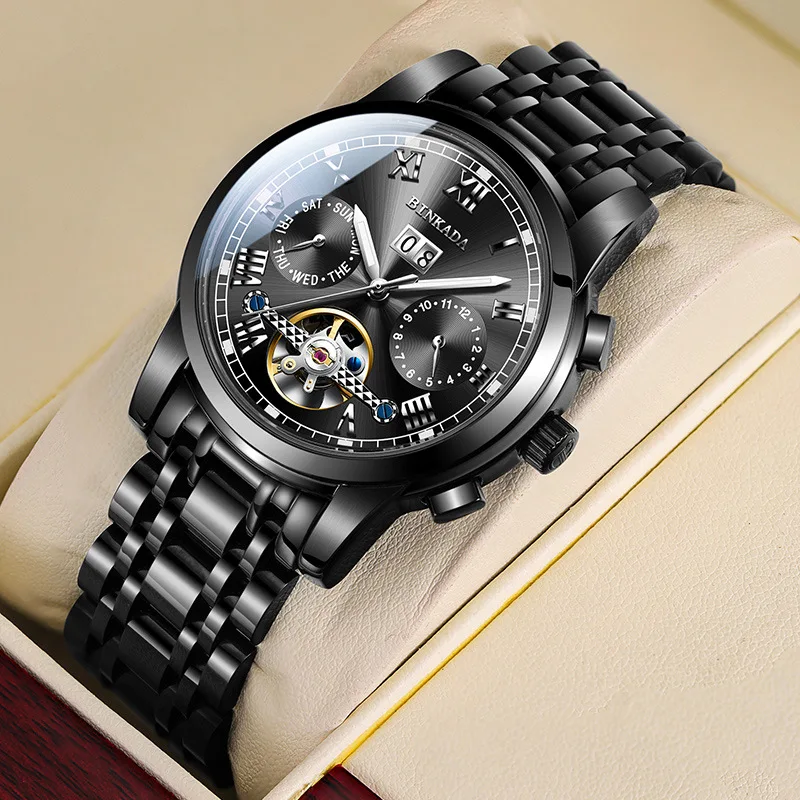BINKADA Automatic Men's Watches Top Original Mechanical Watch for Men Luxury Skeleton Tourbillon Waterproof Calendar Wristwatch
BINKADA Automatic Men's Watches Top Original Mechanical Watch for Men Luxury Skeleton Tourbillon Waterproof Calendar Wristwatch