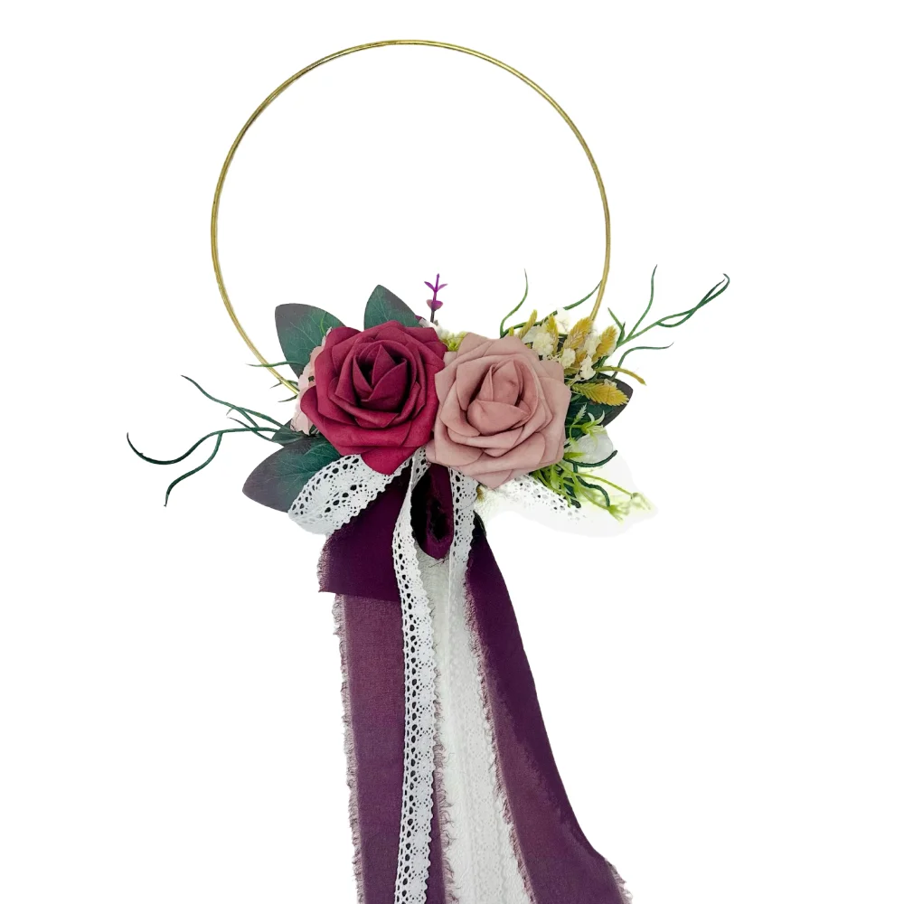 Romantic Wedding Gold Hoop Bouquet Elegant Simulation Bridesmaid Floral Hoop Wreath Handheld Portable Artificial Rose Garland
Romantic Wedding Gold Hoop Bouquet Elegant Simulation Bridesmaid Floral Hoop Wreath Handheld Portable Artificial Rose Garland