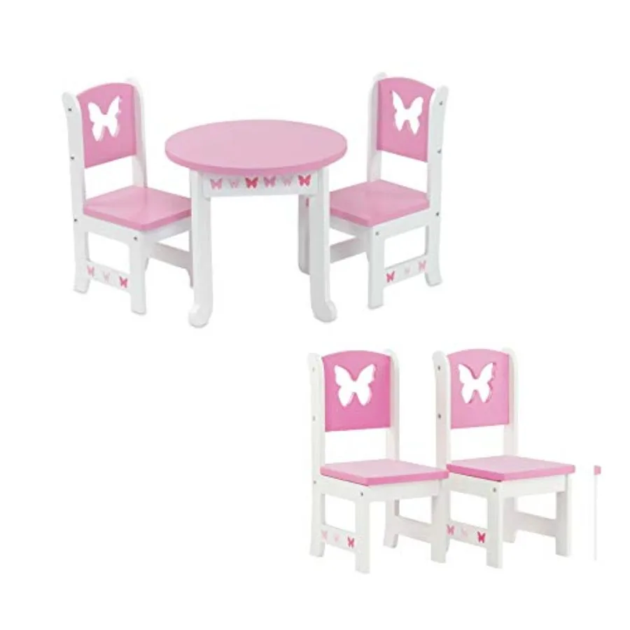18 Inch Doll Dining Table and 2 Chairs Set - Pink Butterfly Collection - Compatible with American Girl, Our Generation, My Life
18 Inch Doll Dining Table and 2 Chairs Set - Pink Butterfly Collection - Compatible with American Girl, Our Generation, My Life
