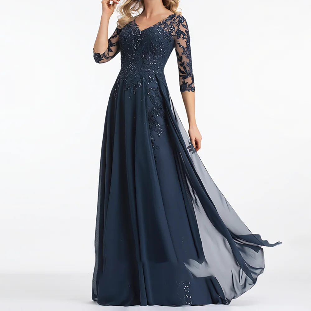 V-Neck Formal Evening Dresses for Women A-Line Chiffon Lace Floor-Length Sequin Prom Party Gala Special Events Gowns Customized
V-Neck Formal Evening Dresses for Women A-Line Chiffon Lace Floor-Length Sequin Prom Party Gala Special Events Gowns Customized