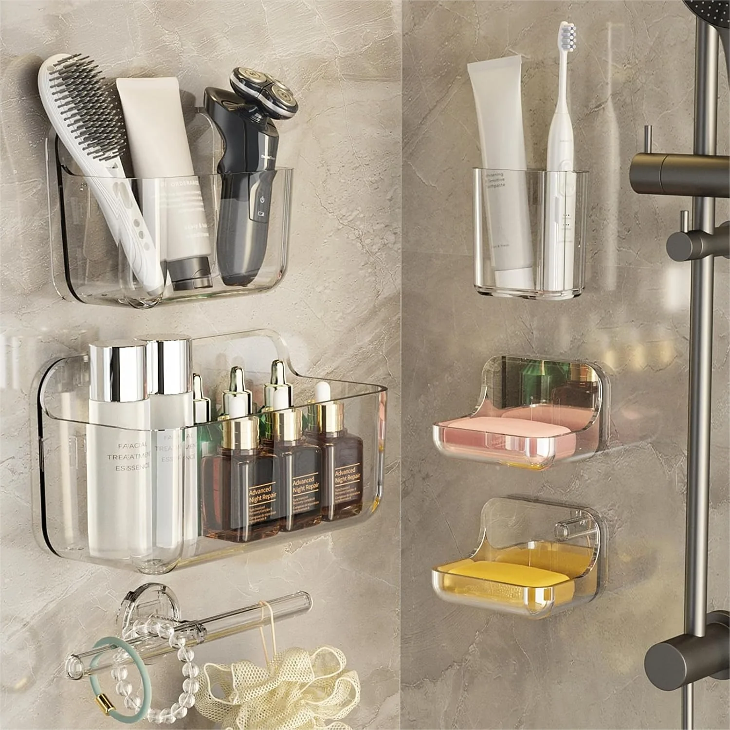 Acrylic Shower Caddy Set of 6 with Large Capacity for Bathroom Storage and Home Decor
Acrylic Shower Caddy Set of 6 with Large Capacity for Bathroom Storage and Home Decor