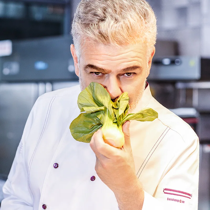 Chef's workwear for men, long-sleeved kitchen uniform, catering hotel chef's uniform, restaurant chef's uniform, custom-madelogo
Chef's workwear for men, long-sleeved kitchen uniform, catering hotel chef's uniform, restaurant chef's uniform, custom-madelogo