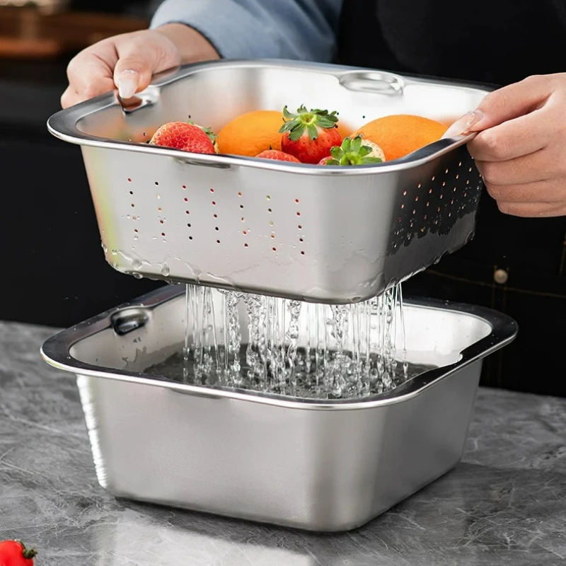 LTT thickened stainless steel flat bottom square basin square buffet plate vegetable washing drain basin
LTT thickened stainless steel flat bottom square basin square buffet plate vegetable washing drain basin