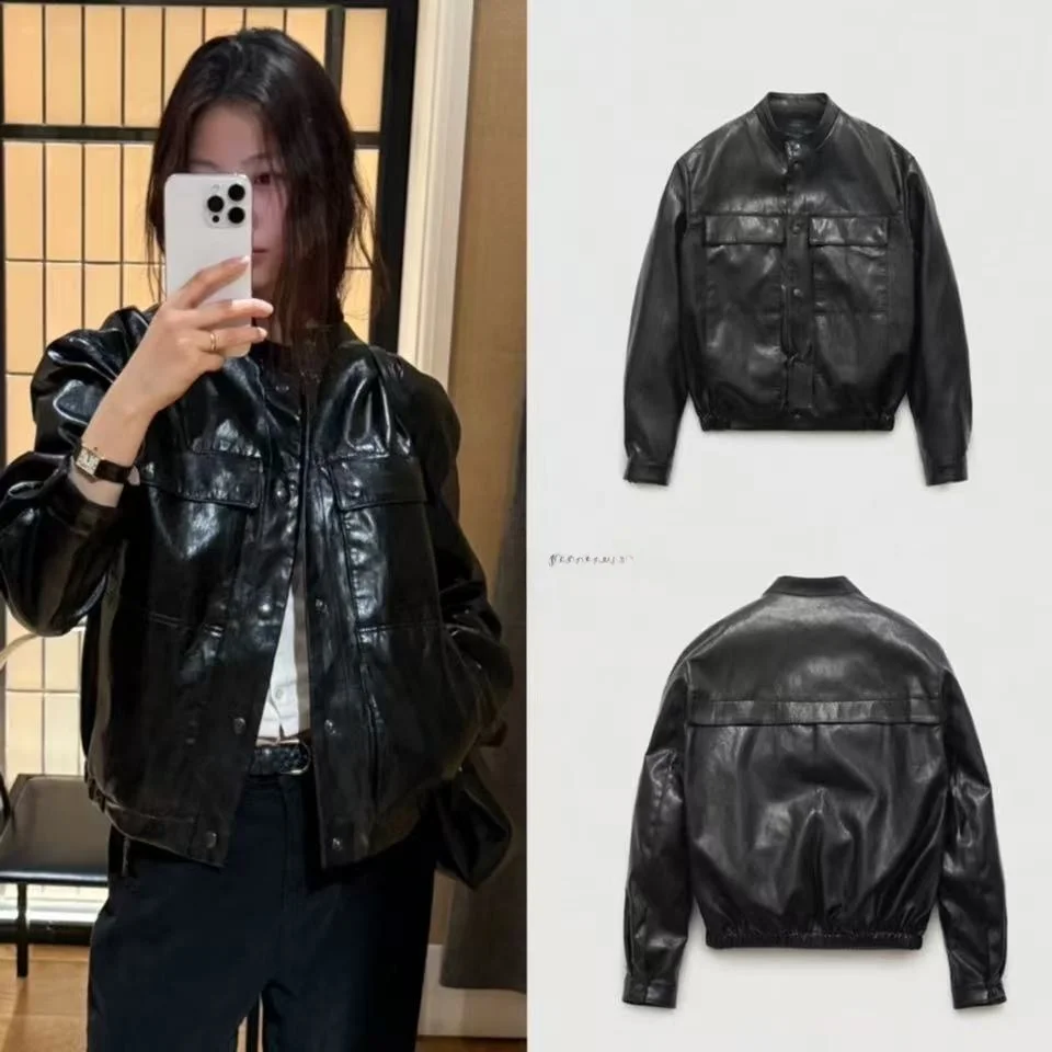 Faionable Stand Collar Leather Jaet Coat Women's Autumn Winter New Sle Eight Milk Versatile PU Leather Long Sve Zipper
Faionable Stand Collar Leather Jaet Coat Women's Autumn Winter New Sle Eight Milk Versatile PU Leather Long Sve Zipper