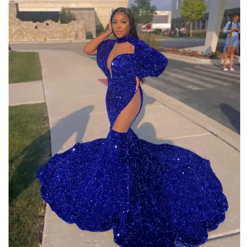 Blue Mermaid Prom Dress Long Sleeves Luxurious Sequins Evening Formal Party Second Reception Birthday Engagement Robe De Soiree
Blue Mermaid Prom Dress Long Sleeves Luxurious Sequins Evening Formal Party Second Reception Birthday Engagement Robe De Soiree