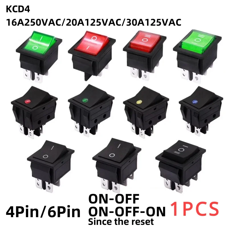 1PCS KCD4 Rocker Switch ON-OFF 2 Position 4 Pins / 6 Pins Power Switch 2 Position 16A 250VAC/ 20A 125VAC Ship type switch
1PCS KCD4 Rocker Switch ON-OFF 2 Position 4 Pins / 6 Pins Power Switch 2 Position 16A 250VAC/ 20A 125VAC Ship type switch