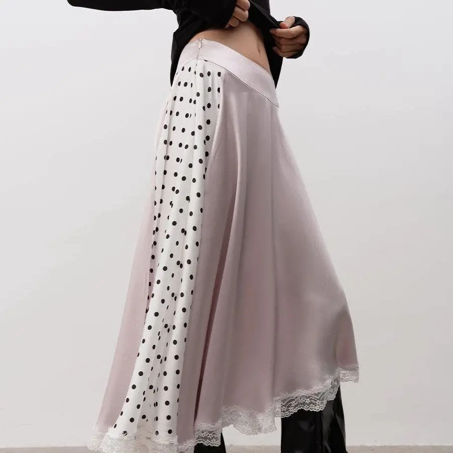 Polka Dot Splicing Lace Dress Satin Fabric Side Double Zipper Can Be Turned Waist Spring Women
Polka Dot Splicing Lace Dress Satin Fabric Side Double Zipper Can Be Turned Waist Spring Women
