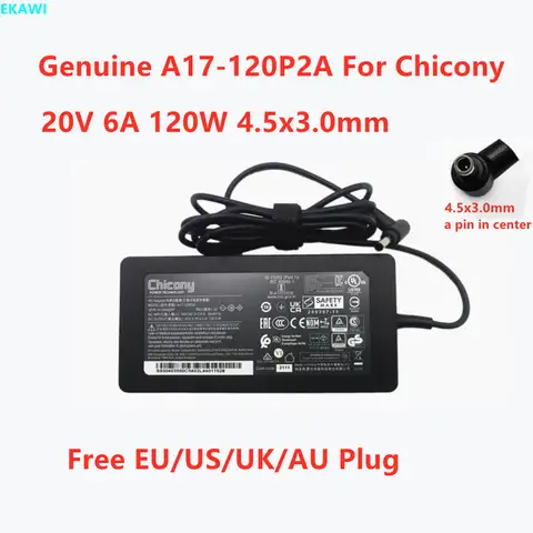 New Genuine Chicony A17-120P2A 20V 6A 120W 4.5x3.0mm A120A055P Thin AC Adapter For MSI CF63 MS-16R5 Laptop Power Supply Charger
