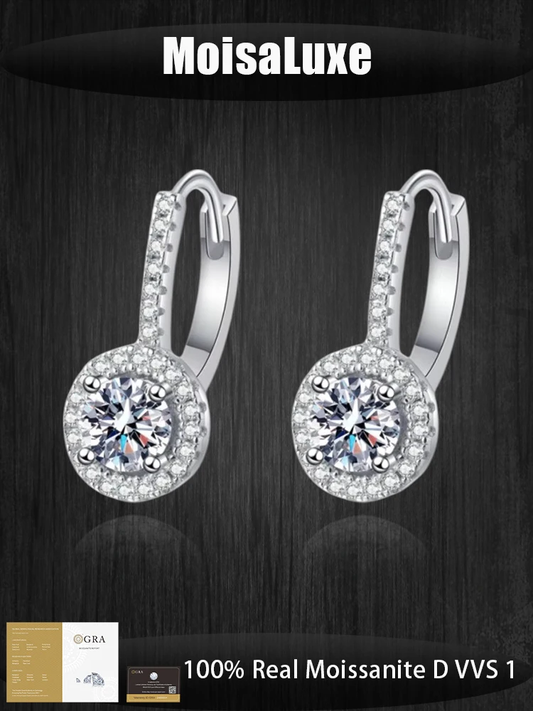 MoisaLuxe Official Store GRA Moissanite 925 sterling silver earrings Round romantic Light luxury Valentine's Day gift
MoisaLuxe Official Store GRA Moissanite 925 sterling silver earrings Round romantic Light luxury Valentine's Day gift