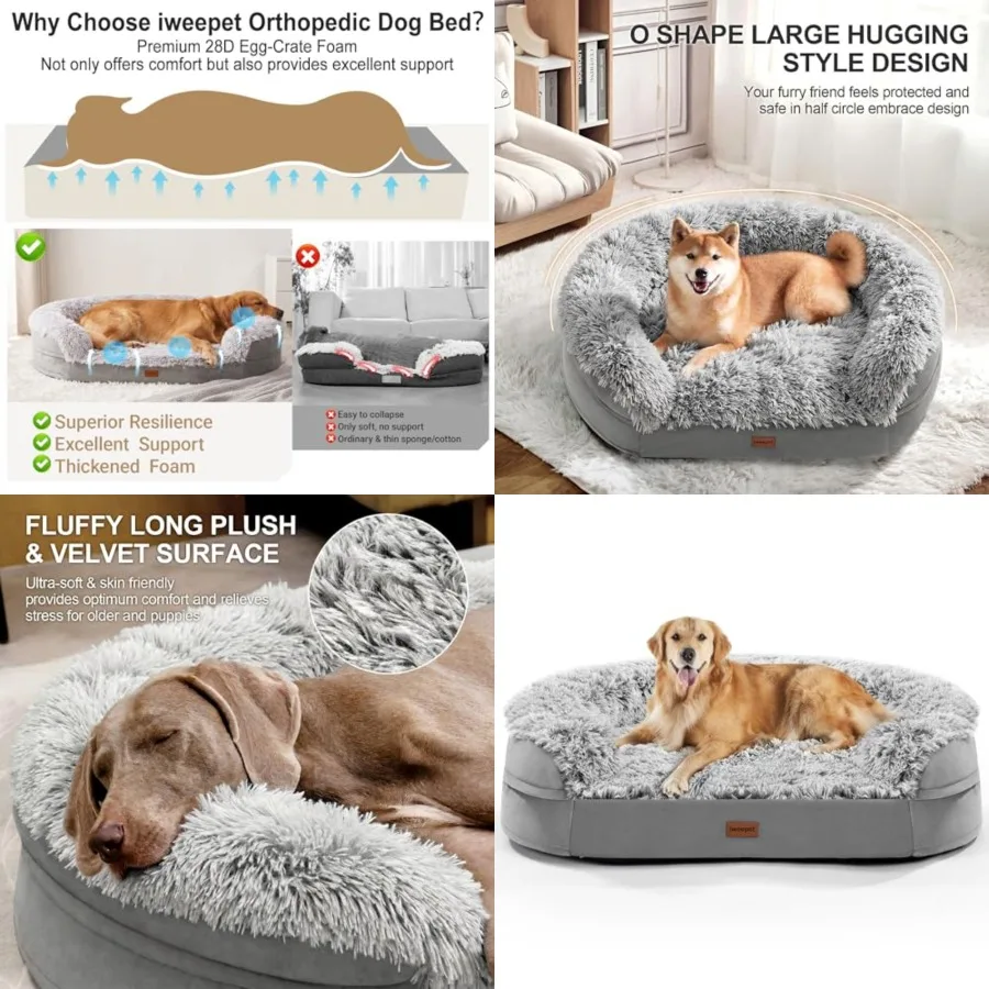 3.7 inch Thickened Orthopedic Dog Beds for Large and Extra Large Dogs, Fluffy Claiming Dog Sofa Bed with Supportive 28D Egg-Cra
3.7 inch Thickened Orthopedic Dog Beds for Large and Extra Large Dogs, Fluffy Claiming Dog Sofa Bed with Supportive 28D Egg-Cra