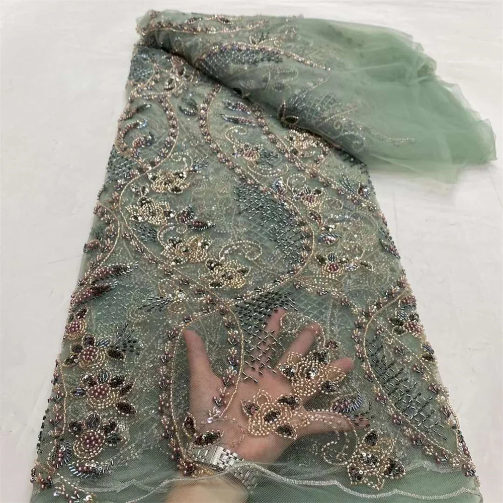 African French Tulle Groom Beads Lace Fabric 5 Yards 2024 High Quality Nigerian Lace Fabric African Lace Fabric For Wedding
African French Tulle Groom Beads Lace Fabric 5 Yards 2024 High Quality Nigerian Lace Fabric African Lace Fabric For Wedding