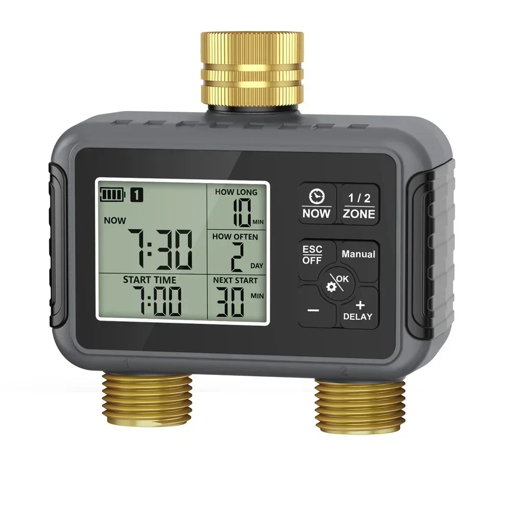 Brass and ABS Dual Outlet Irrigation Timer for Automatic Garden Watering with Rain Delay and Child Lock Function
Brass and ABS Dual Outlet Irrigation Timer for Automatic Garden Watering with Rain Delay and Child Lock Function