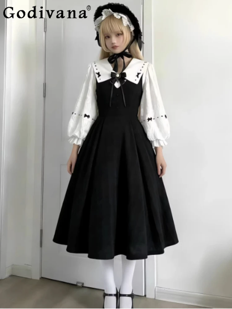 Spring New Retro Court Girl High Waist A-line Sweet Bow Dress Versatile Age Reduction Personality Lolita Dresses White Shirt Set
Spring New Retro Court Girl High Waist A-line Sweet Bow Dress Versatile Age Reduction Personality Lolita Dresses White Shirt Set