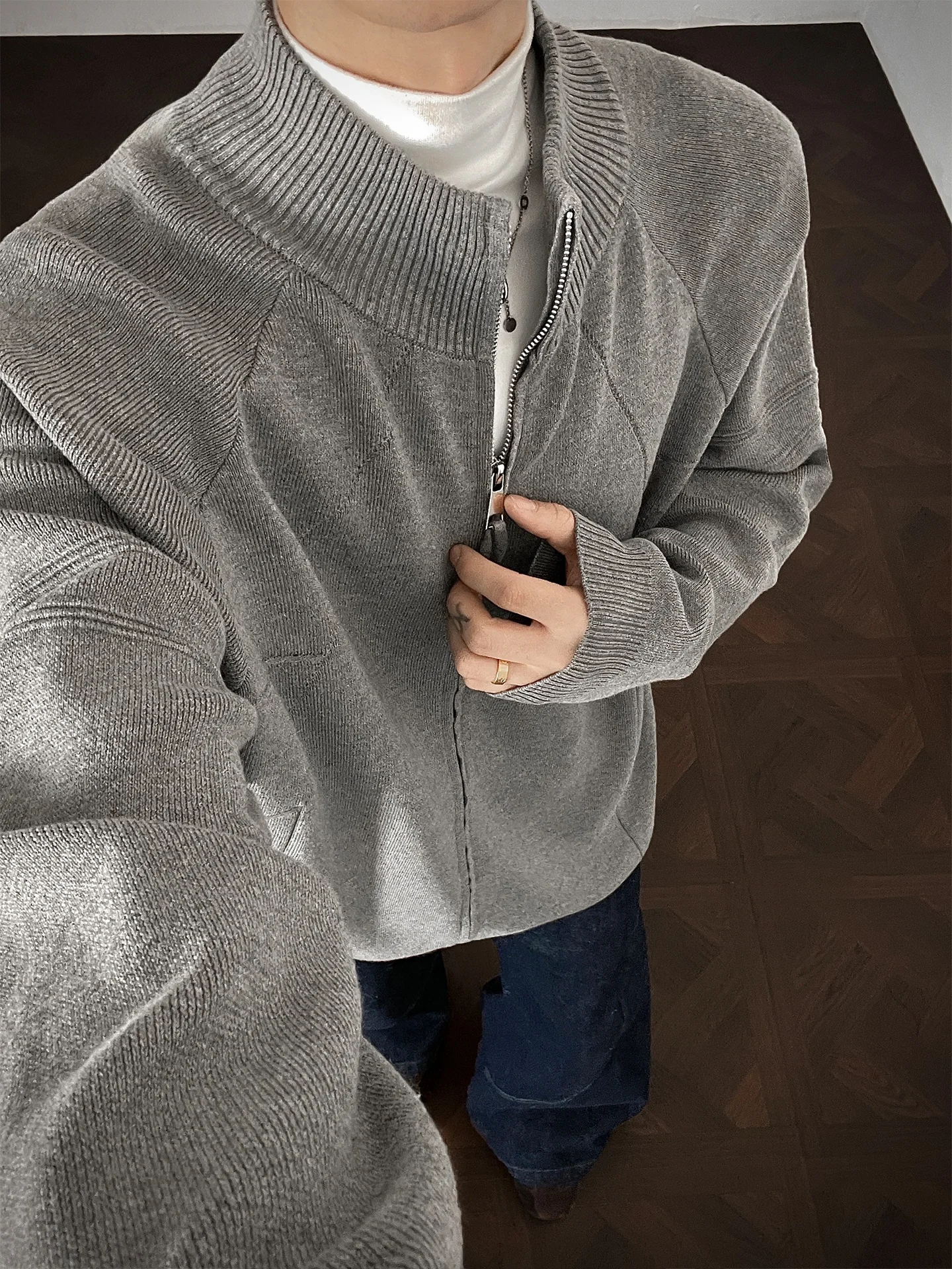 Retro Zipper Open Cardigan Knitted Sweater Men's American Sle Casual Lazy Sle Stand Collar Sweater Jaet Autumn
Retro Zipper Open Cardigan Knitted Sweater Men's American Sle Casual Lazy Sle Stand Collar Sweater Jaet Autumn